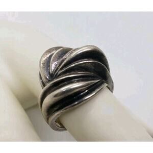 925 Sterling Silver Modernist Ribbed Love Knot Ring Size 5.5 Biker MCM